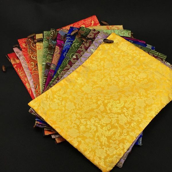 

storage drawers luxury floral bra underwear travel bag shoes pouch drawstring reusable silk brocade double layer 30pcs/lot