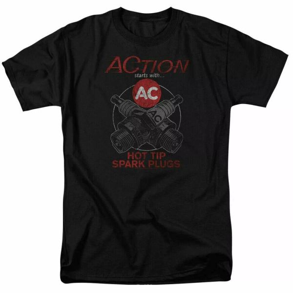 

acdelco cross plugs t shirt mens licensed auto parts tee black, White;black