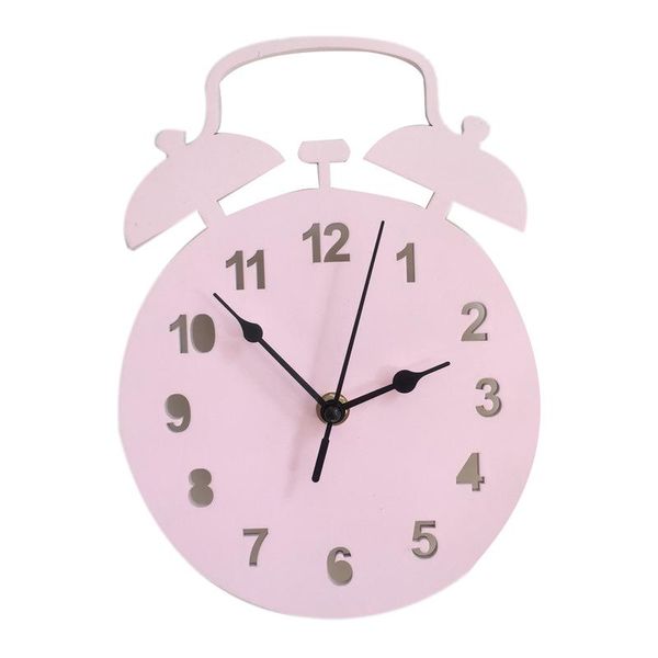

wall clocks nordic style model clock hanging wood for home decor children's room (pink)