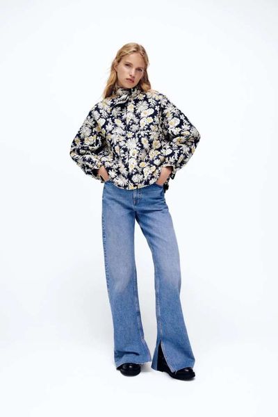 

fashion autumn women's daisy print jacket, Black;brown