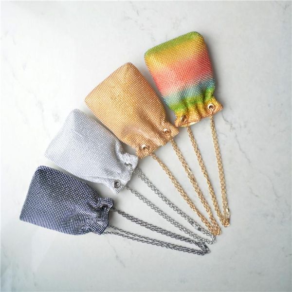 

duffel bags rainbow women mini chain shoulder purses handbags clutch evening rhinestone party crossbody bag l41b