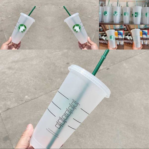 

mermaid goddess starbucks 24oz/710ml plastic mugs tumbler reusable clear drinking flat bottom pillar shape lid straw cups4jnb