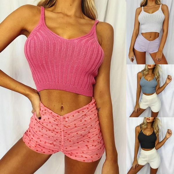 

women's knitting sleeveless summer blouse tank vest ladies vestidos mujer verano 2021 vest#40 tanks & camis, White