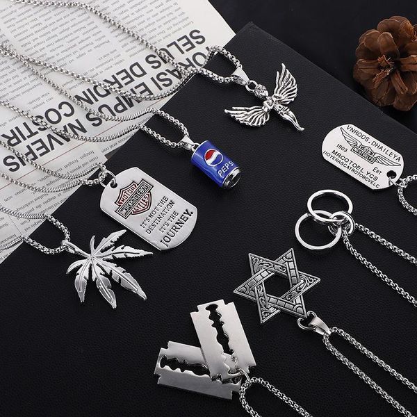 

pendant necklaces necklace tide male act the role ofing is tasted man hip-hop simple matching logo design, Silver