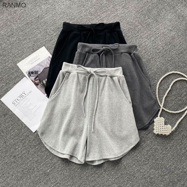 

home wear shorts women's summer 2021 simple solid color casual pants high waist show thin wide leg trend men's, White;black