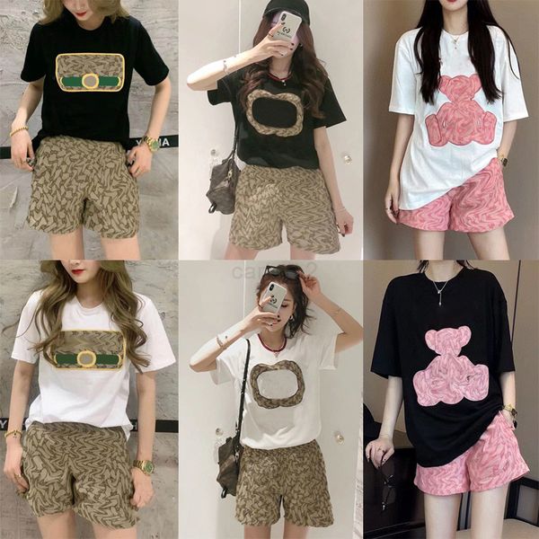 

summer women tracksuits short sleeve o-neck t-shirts shorts suits casual two piece set outfit sportwear, Gray