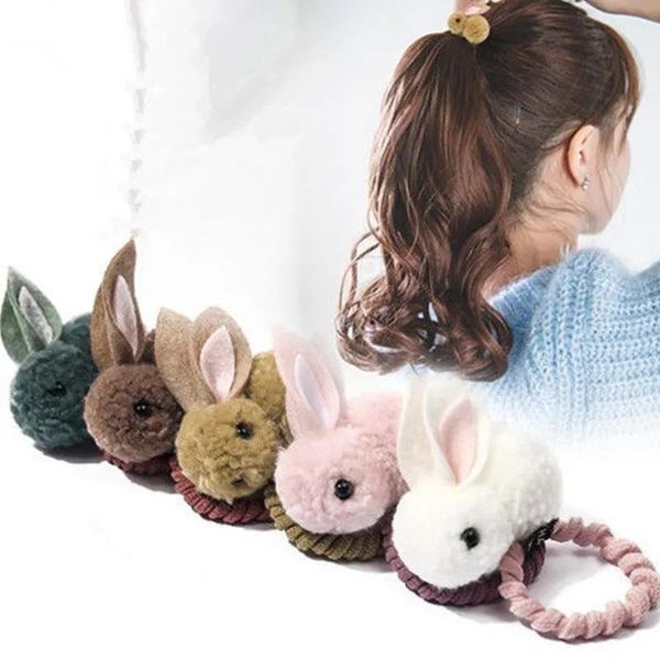 

hair accessories autumn and winter ball ring children girl cute cartoon tie band ornament korean baby headwear female, Slivery;white
