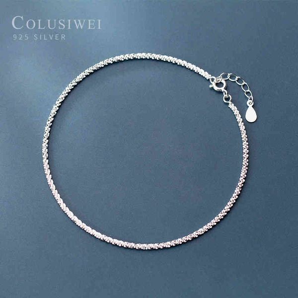 COLUSIWEI Authentische 925 Sterling Sternen für Frauen Einfache Silber Bein Fußkettchen Koreanischen Stil Weiblichen Mode-Schmuck