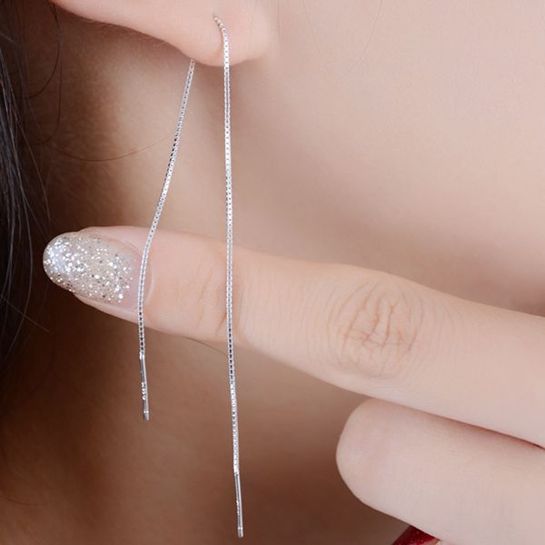 

new long line tassel silver color dangle earrings for women wedding drop earing fashion jewelry gifts