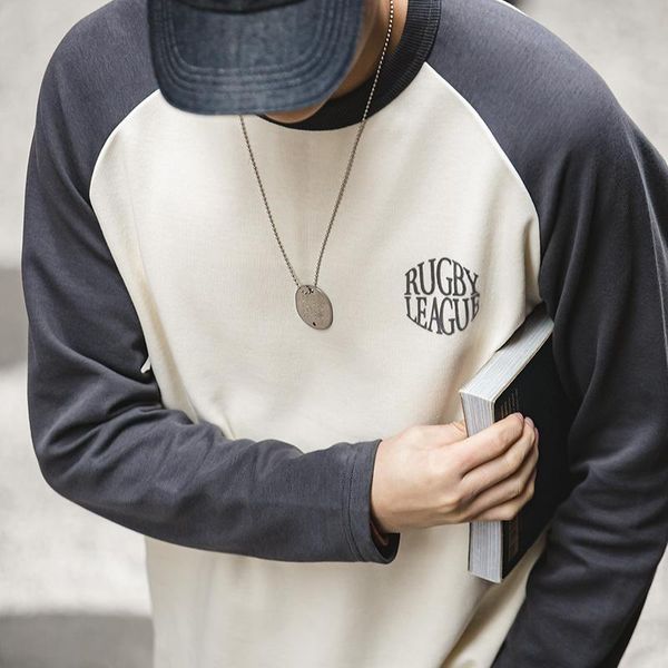 

maden tooling full t-shirts men retro matching college long-sleeved t-shirt saglan sports bottoming shirt men's, White;black