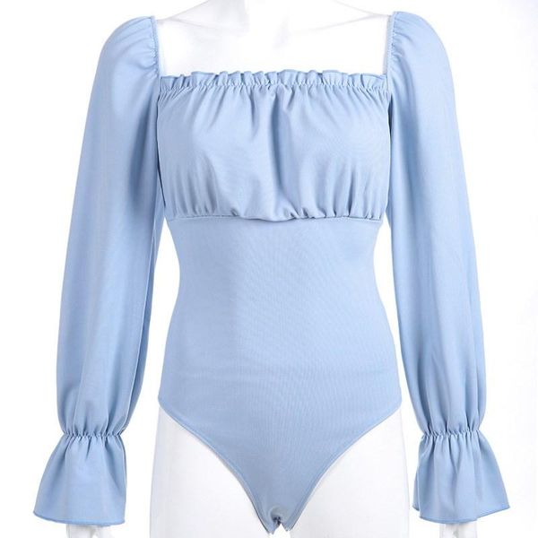 

women's jumpsuits & rompers 2021 summer women bandage backless bodysuits flare long sleeve ruffles vintage playsuit patchwork square co, Black;white