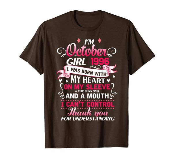 

i'm october girl 1996 tshirt 23rd birthday gift 23 years old t-shirt, White;black