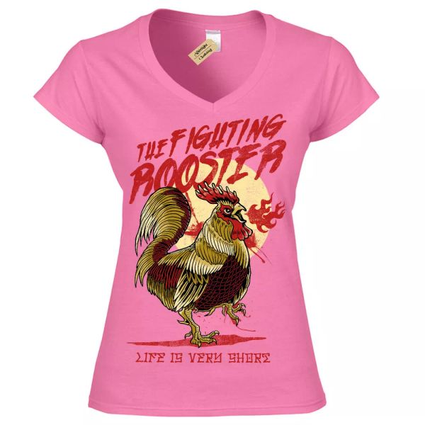 

divertido fighting gallo camiseta hombre cuello en v, White;black