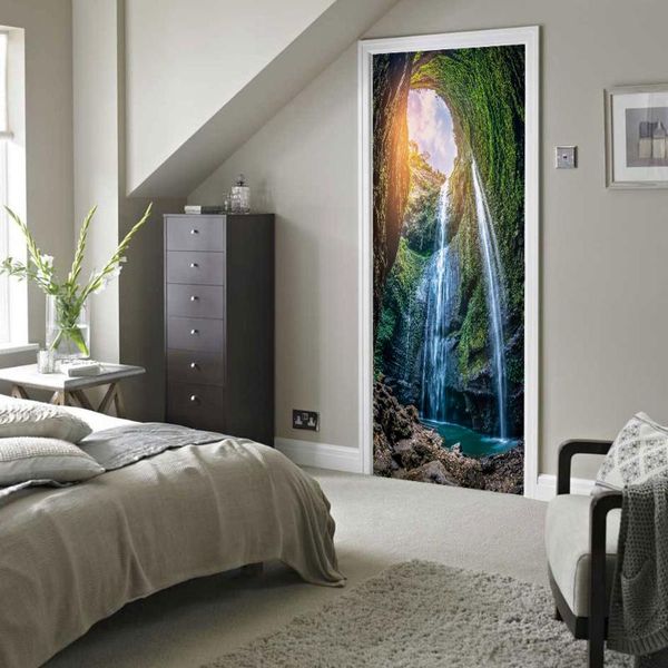 

wallpapers refrigerator and door sticker madakaripura waterfull household wallpaper stickers bedroom parlor corridor decoration