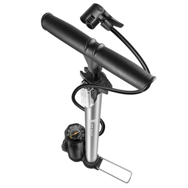 

bike pumps foot activated portable inflator device with pressure gauge