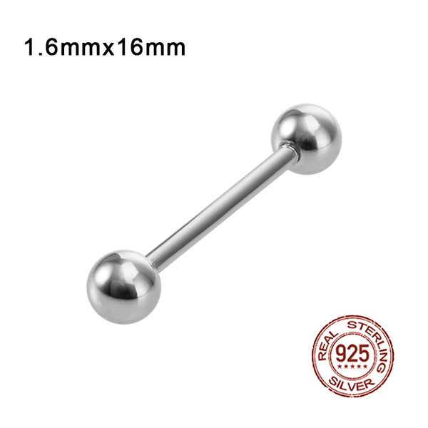 1pc 925 Sterling Silver Piercing Capezzolo Barbell Tongue Studs Bar Anello Gioielli per il corpo per le donne Ragazze Trafitto Regalo 14G