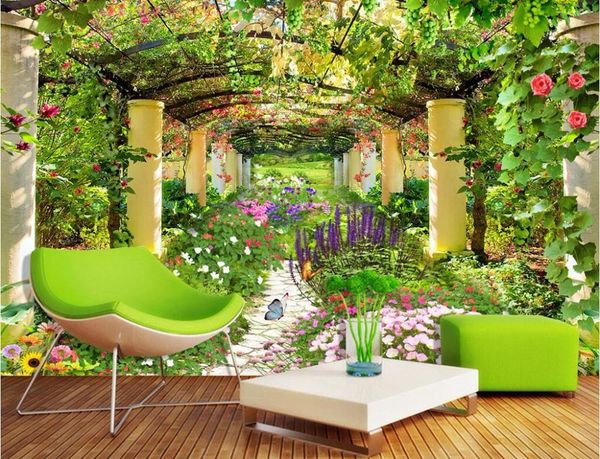 

wallpapers custom po non-woven mural 3d for living room flower garden decor painting wall murals wallpaper walls 3 d