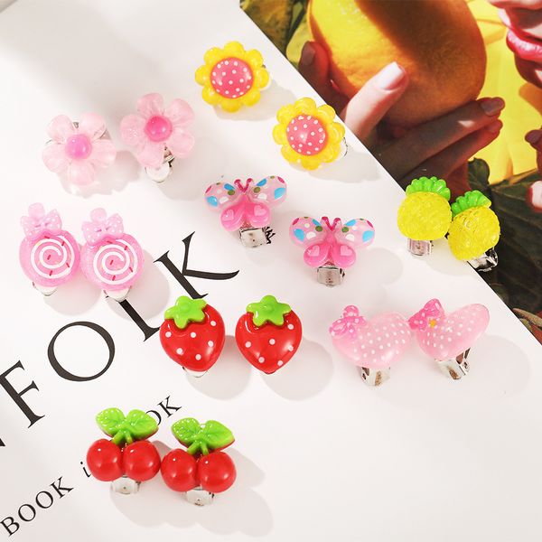 

children's cute cartoon no hole ring girl clip little princess ear jewelry, Golden;silver