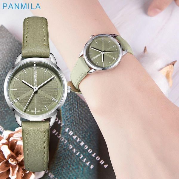 

wristwatches panmila fashion white stylish women watch leather band analog round wrist quartz watches clock elegant, Slivery;brown