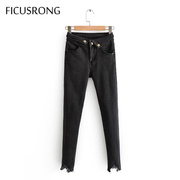 

women's jeans 2021 women spring solid color high waist female slim skinny irregular pencil pants office lady long trousers ficusrong, Blue