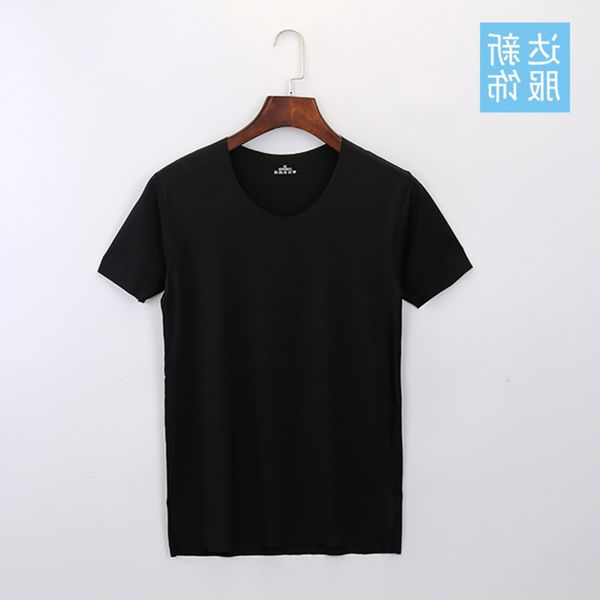 

men's shirt style men's short seamless round neck tide half sleeve base shirt summer solid color t-shirt, White;black