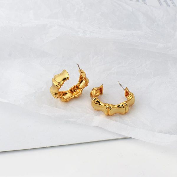 

hoop & huggie amorcome korean minimalist gold color copper earrings for women geometric circle statement punk jewelry, Golden;silver