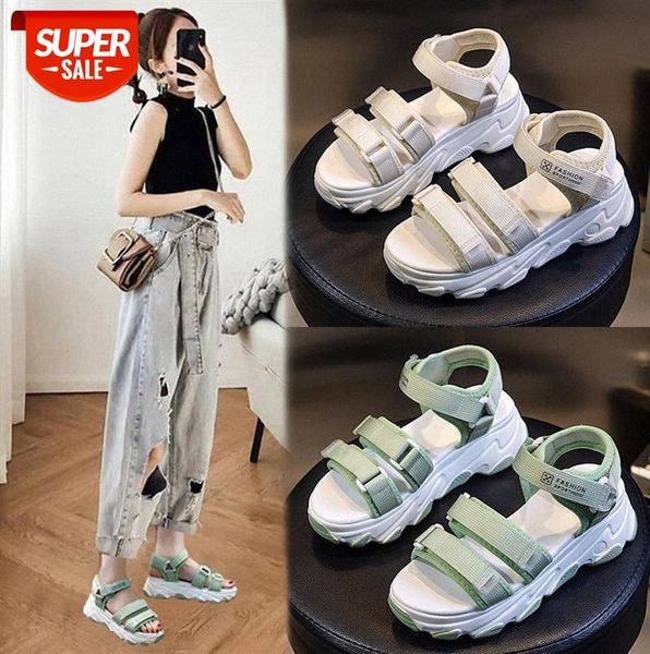

casual women's shoes korean style all-match external wear sandals thick-soled velcro trend #k799, Black