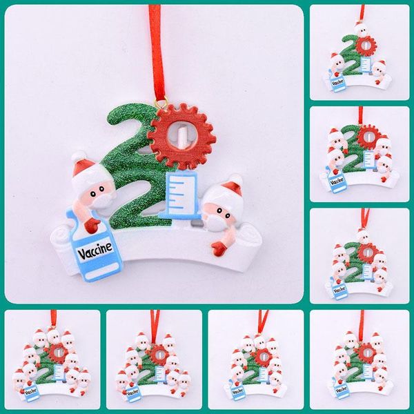 

party decoration christmas resin tree hanging 2021 personality jewelry santa quarantine wearing masks diy wishes xmas ornament home dec