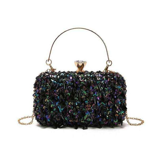 

chaozhou jinshang handbag factory holds dinner bag, hand-made double-sided beaded bag, bright piece ladies' evening bag