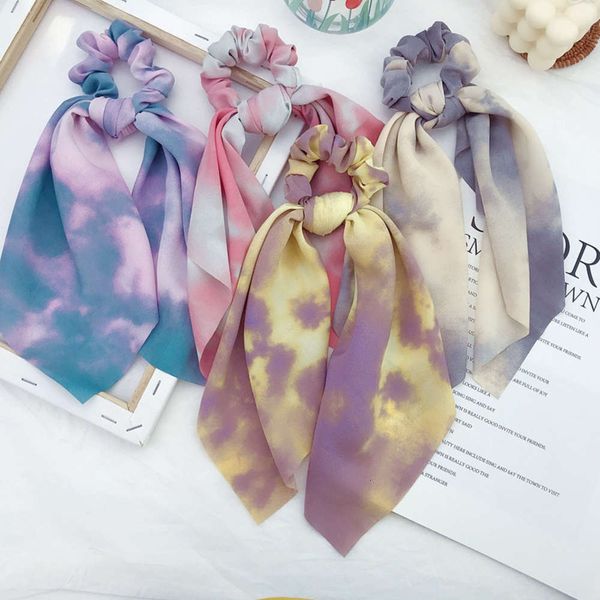 

hair bandstie dyed fabric knot ribbon hair korean square scarf large intestine circle female, Pink