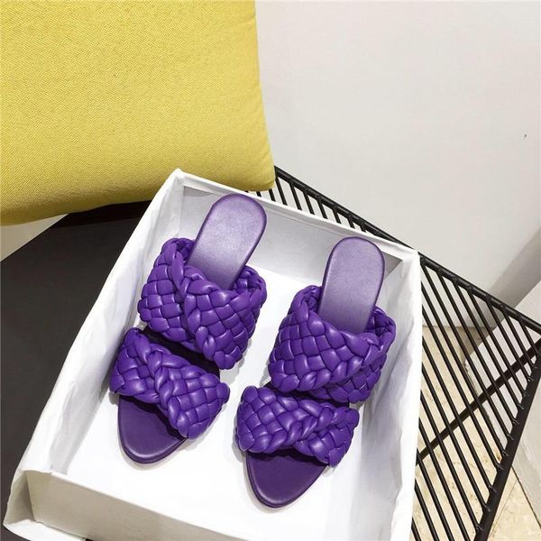 

high heels shoes women handmade weave knitted slippers crossover summer party sandals 2021 runway mules zapatos mujer, Black