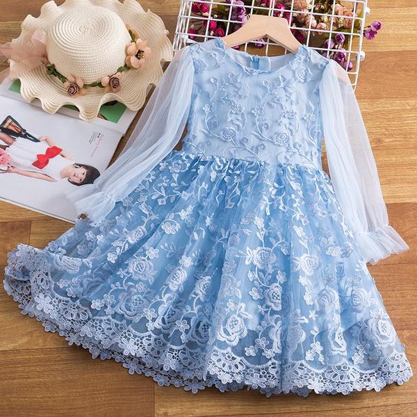 

girl's dresses flower girl dress elegant lace princess girls kids clothes long sleeve party children casual clothing baby vestidos, Red;yellow