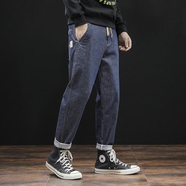 

men's jeans 2021 winter men trousers loose harlan overalls fashion brand autumn thin waist korean version baggy, Blue