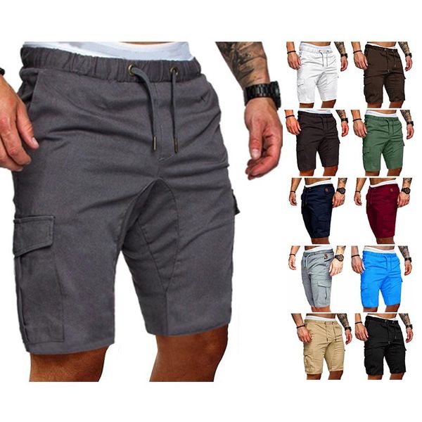 

running shorts men's bodybuilding drawstring elastic waist cargo fitness sportswear sweatpant jogger beach board short, Black;blue