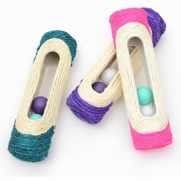 

cat toys arrive pet rolling sisal scratching post trapped with 3 ball cat's puppy cats training supplies
