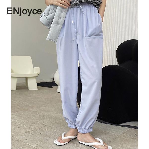 

women's pants & capris summer sports style high waist drawstring sweatpants women jogging gym running loose cargo casual purple trouser, Black;white