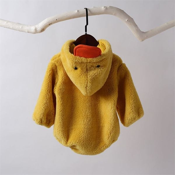 

baby boys girls romper yellow duck bebe infant clothing boy girl clothes cute flannel cartoon hooded jumpsuit costume 210521, Blue