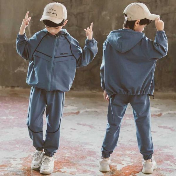 

boys' set autumn 2021 new autumn sweater two-piece set big boys' handsome sportswear, White