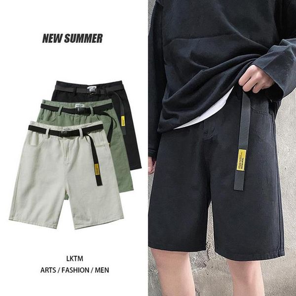

men's shorts summer mens denim casual straight regular fits half pants bermuda short jeans, White;black