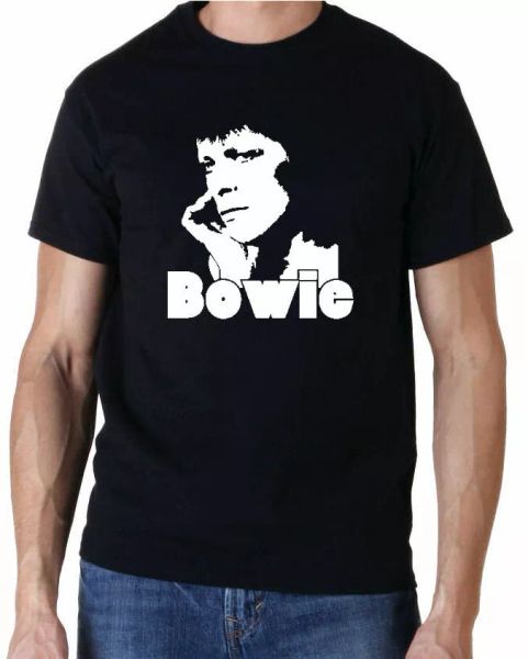 

david bowie rock pop music t-shirt, White;black