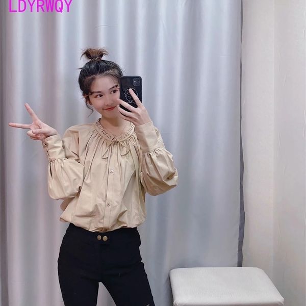 

[ldyrwqy] european and american women's bow-tie poplin shirt women turn-down collar regular casual 210416, White