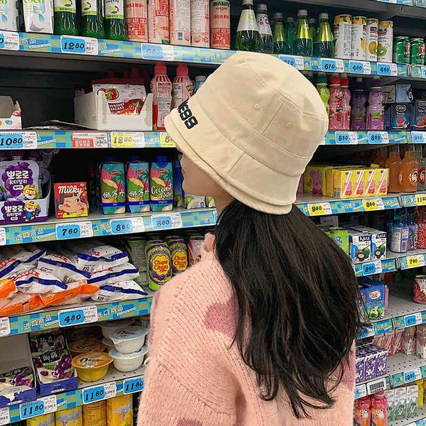 

fisherman female summer three-dimensional letter embroidered bucket basin black sunscreen sunshade hat male