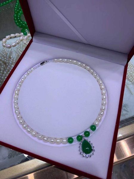 

pendants fresh water rice pearl necklace, Silver