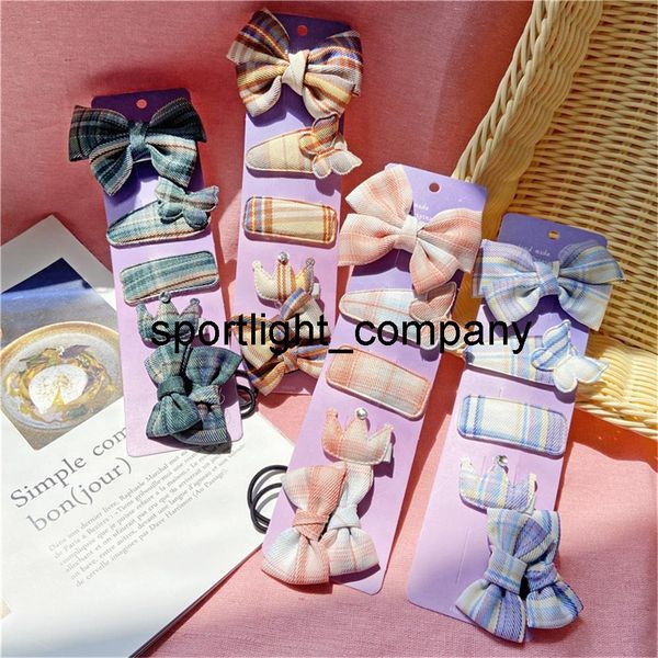 

5pcs/lot hair clips printed children cotton barrettes plaid hair pins hairbands for women girls bows hairpin hair accessories, Slivery;white