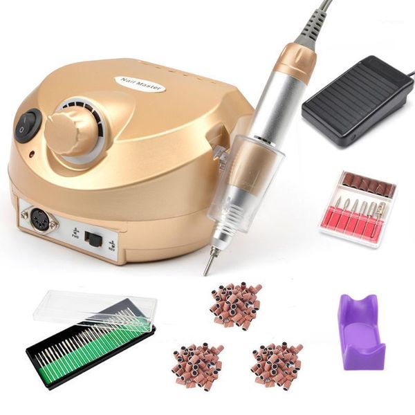 

gold nail tools profession electric drill file machine art manicure pedicure nails tool kit1