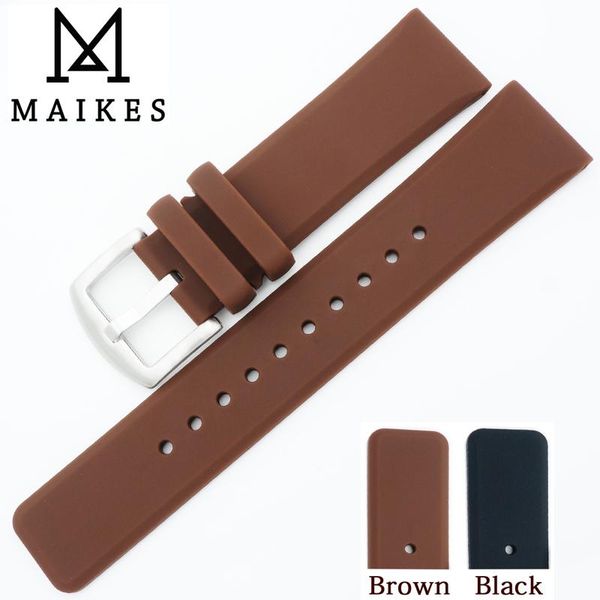 

watch bands maikes rubber strap brown 22mm silicone band men sport dive watchband, Black;brown