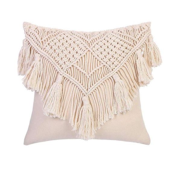 

pillow case cushion covers cotton linen macrame hand-woven thread geometry bohemia style pillowcase home decor 45x45cm