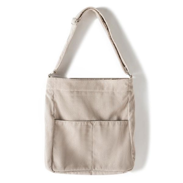 

evening bags women corduroy shoulder bag zipper large capacity simple canvas purse messenger female solid soft cloth handbag big totes