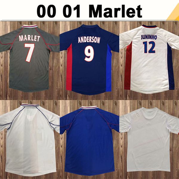 

00 01 marlet juninho anderson retro soccer jerseys ederson gourcuff lacazette home away 3rd football shirt short sleeve uniforms, Black;yellow