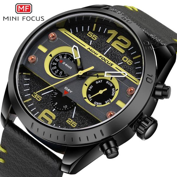 

wristwatches mini focus men watches leather strap quartz wrist watch waterproof chronograph mens wristwatch sport male clock, Slivery;brown
